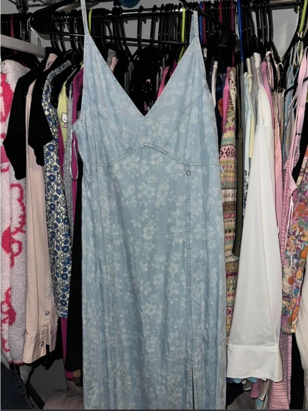Guess Light Blue Denim Button-Up Shirt
